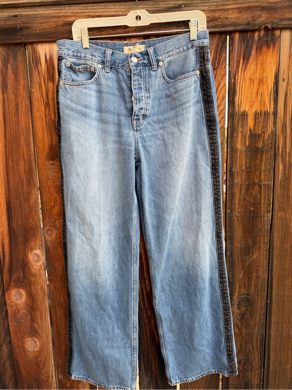 Madewell Low Slung Baggy Tuxedo Stripe Denim Jeans 27